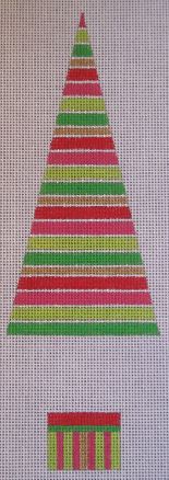 click here to view larger image of Red Green Stripe Topiary - Tickled Pink Series (hand painted canvases)
