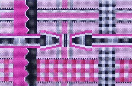 click here to view larger image of Woven Pink/Black Ribbons (hand painted canvases)