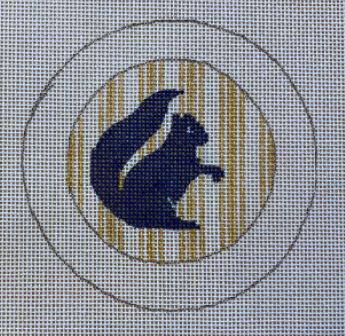 click here to view larger image of Button Cover - Squirrel on Gold Stripes (hand painted canvases)