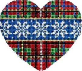 click here to view larger image of Plaid/Flakes Heart (hand painted canvases)