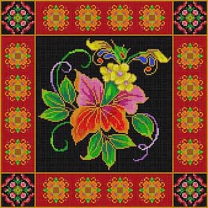 click here to view larger image of Ethnic Floral (hand painted canvases)