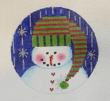 click here to view larger image of Snowman w/a Heart/Striped Hat (hand painted canvases)