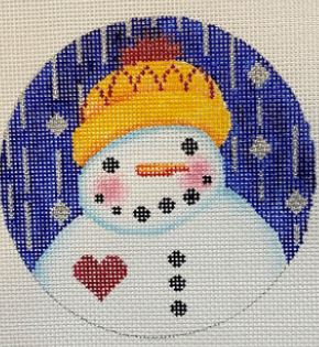 click here to view larger image of Snowman w/a Heart/Yellow Hat (hand painted canvases)