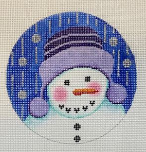 click here to view larger image of Snowman w/a Heart/Purple Hat (hand painted canvases)
