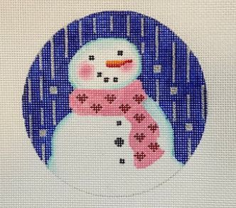 click here to view larger image of Snowman w/a Heart/Pink Scarf (hand painted canvases)