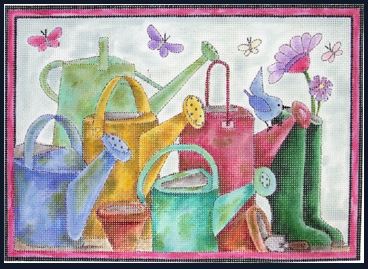 click here to view larger image of Watering the Garden (hand painted canvases)