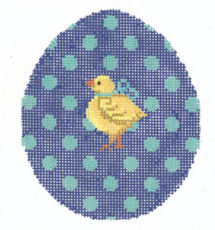 click here to view larger image of Aqua Polka-Dot on Plum Chick Egg (hand painted canvases)