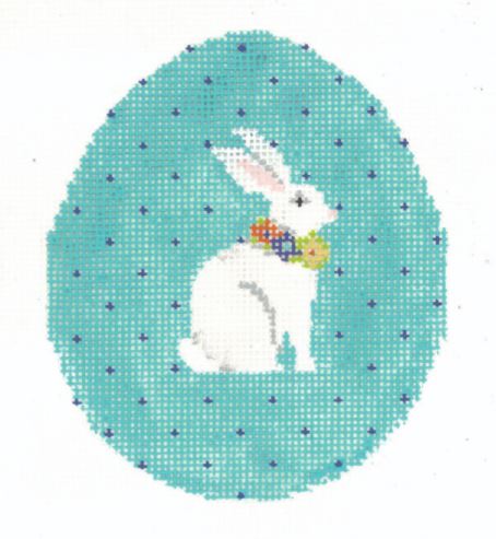 click here to view larger image of Aqua Pin-Dot Bunny Egg (hand painted canvases)