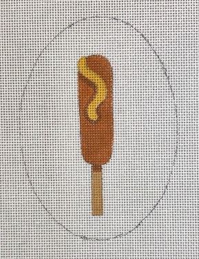 click here to view larger image of Corn Dog Oval (hand painted canvases)