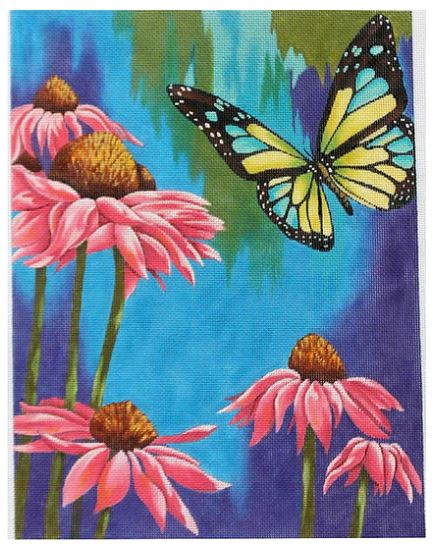 click here to view larger image of Pink Daisies and Butterfly (hand painted canvases)