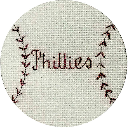 click here to view larger image of Phillies Baseball Ornament (hand painted canvases)