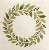 click here to view larger image of Olive Wreath- Patterned Leaves (hand painted canvases)