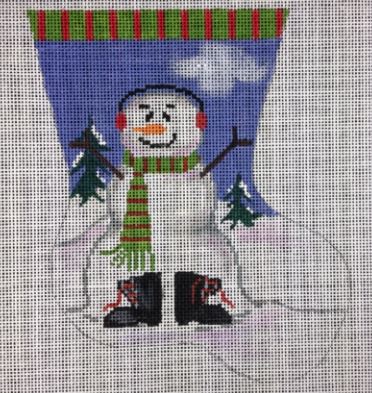 click here to view larger image of Snowman/Snowboots Mini Sock (hand painted canvases)