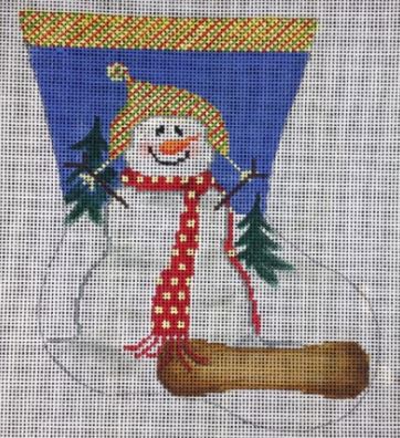 click here to view larger image of Snowman/Snowboard Mini Sock (hand painted canvases)