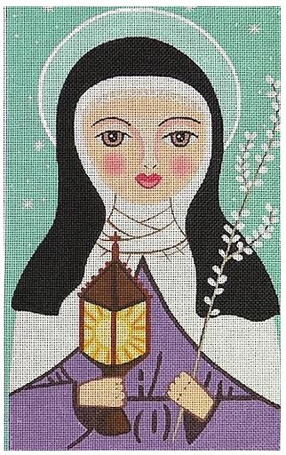 click here to view larger image of Saint Claire of Assisi - Patron Saint of Needlepoint (hand painted canvases)