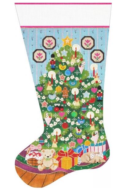 click here to view larger image of Toy Christmas Tree Stocking (hand painted canvases)