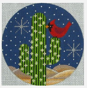 click here to view larger image of Cardinal/Cactus Ornament (hand painted canvases)
