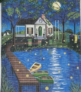 click here to view larger image of Cabin by the Pond (hand painted canvases)