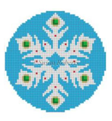 click here to view larger image of Snowflake - Turquoise Jeweled (hand painted canvases)