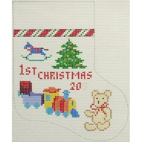click here to view larger image of 1st Christmas Mini Stocking (Boy) (hand painted canvases)