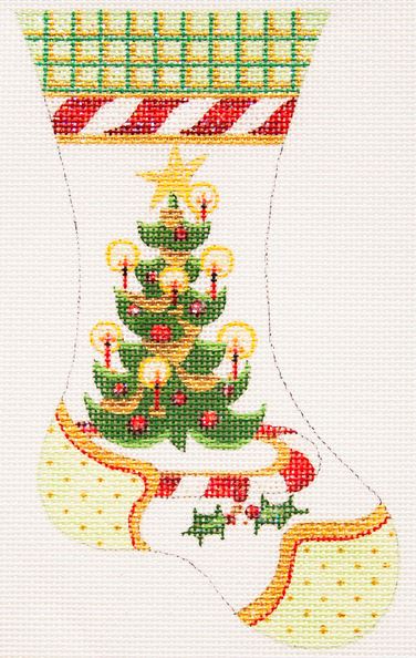 click here to view larger image of Mini Stocking w/Christmas Tree (hand painted canvases)