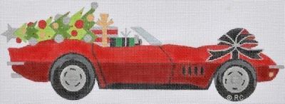 click here to view larger image of Christmas Corvette (hand painted canvases)
