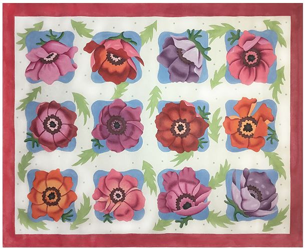 click here to view larger image of Flower Rug (hand painted canvases)