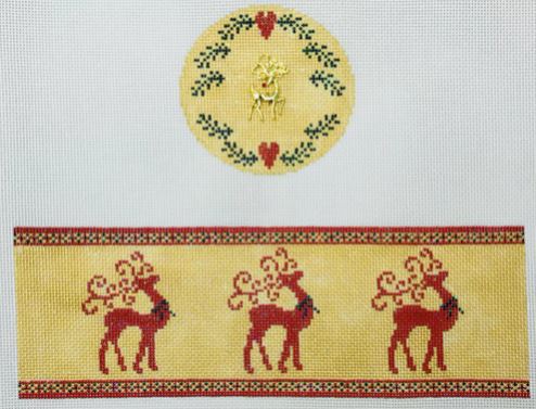 click here to view larger image of Reindeer/Red Box (hand painted canvases)