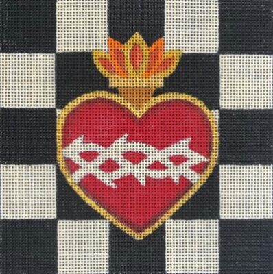 click here to view larger image of Sacred Heart/Checks (hand painted canvases)