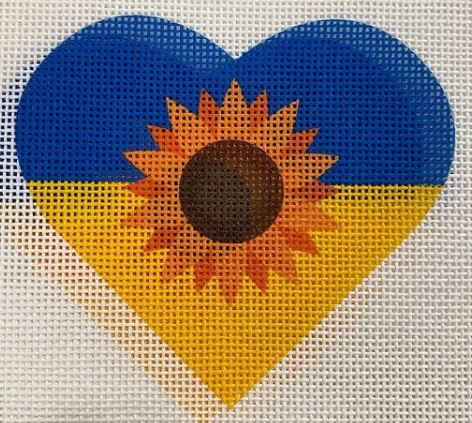 click here to view larger image of Ukraine Flag Heart/Sunflower (printed canvas)