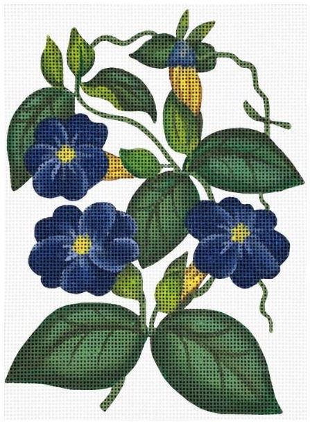 click here to view larger image of Blue Flowers for Turtle Bag (hand painted canvases)