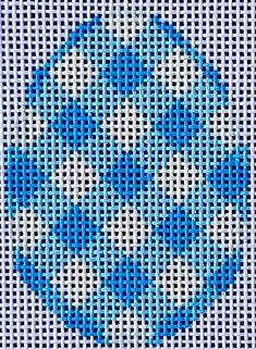 click here to view larger image of Blue Gingham Mini Egg  (hand painted canvases)