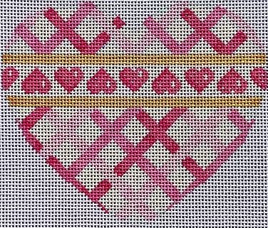 click here to view larger image of Diagonal Woven/Hearts Heart (hand painted canvases)
