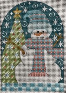 click here to view larger image of Snowman w/Blue Scarf (hand painted canvases)