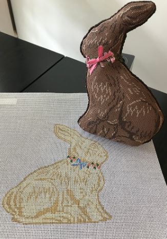 click here to view larger image of Chocolate Bunny - One Side (hand painted canvases)