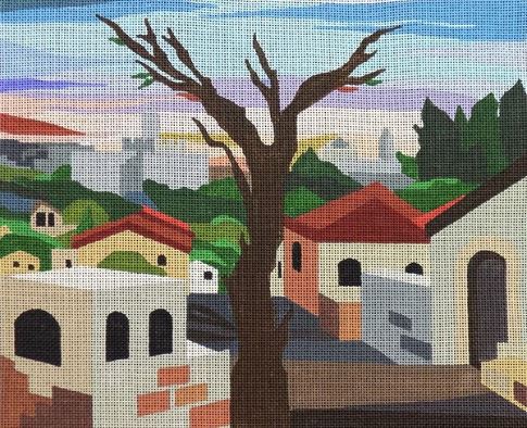 click here to view larger image of Sunrise in Jerusalem/Tree of Life (hand painted canvases)