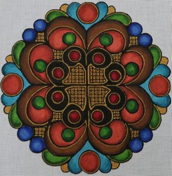 click here to view larger image of Kaleidoscope w/Blue/Red/Brown/Green (hand painted canvases)