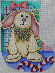 click here to view larger image of Christmas Bunny w/Candy Canes (hand painted canvases)