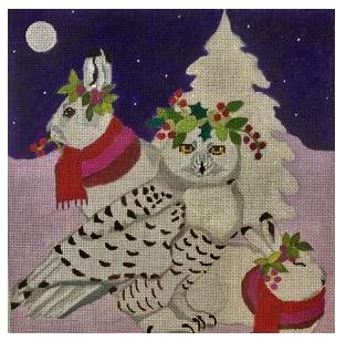 click here to view larger image of Arctic Owl and Hares (hand painted canvases)