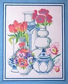 click here to view larger image of Chinese Porcelain Bouquet Rug (hand painted canvases)