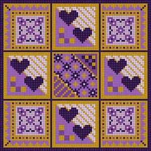 click here to view larger image of Purple/Gold Geometric  (hand painted canvases)