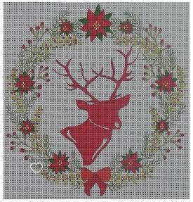click here to view larger image of Profile Deer/Wreath (hand painted canvases)
