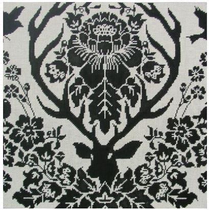 click here to view larger image of Antler Damask/Black (hand painted canvases)