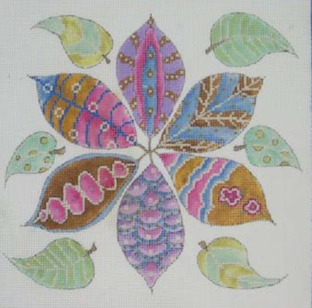 click here to view larger image of Patterned Leaves A (hand painted canvases)