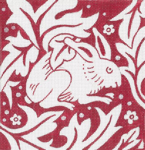 click here to view larger image of Block Print Red Rabbit (hand painted canvases)