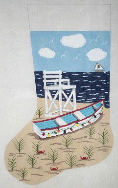 click here to view larger image of Lifeboat Stocking (hand painted canvases)