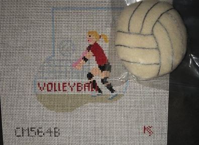 click here to view larger image of Girl w/Volleyball Mini Sock (hand painted canvases)