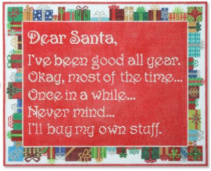 click here to view larger image of Dear Santa I’ve Been Good … (hand painted canvases)