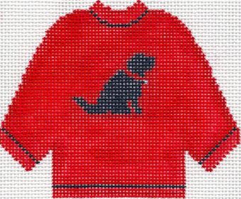 click here to view larger image of Red Sweater w/Black Lab Ornament (hand painted canvases)