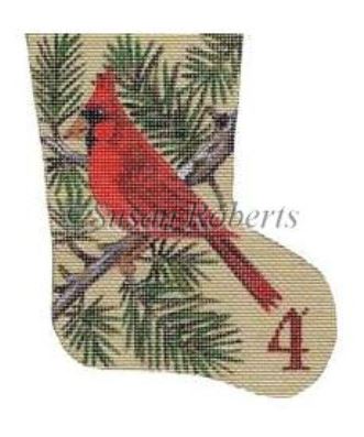 click here to view larger image of Calling Bird - Day 4 Mini Stocking (hand painted canvases)
